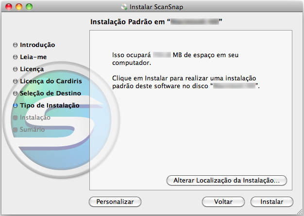 [Cardiris]. Não é possível instalar somente o ABBYY FineReader for ScanSnap ou o Cardiris. A janela de autenticação será exibida. 12.Insira o nome, a senha do Administrador e clique o botão [OK].