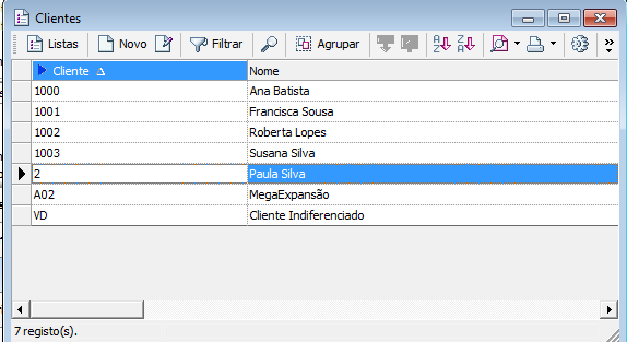 Repita a operação para a introdução de todos os artigos que quiser. CRIAÇÃO DE CLIENTES Siga o processo descrito para a criação dos artigos, mas agora para a tabela de Clientes.