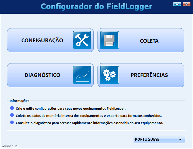 SOFTWARE DE CONFIGURAÇÃO E COLETA O software de configuração (Configurador) permite que se faça a configuração do FieldLogger, a coleta e exportação dos dados de registro e a leitura de canais de
