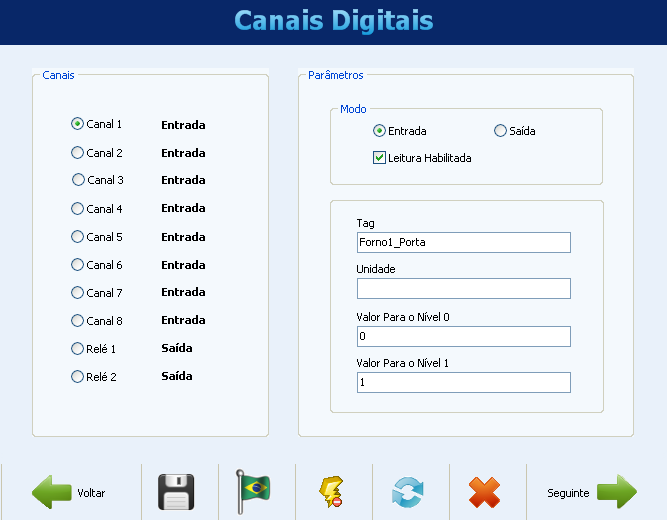 CONFIGURAÇÃO DOS CANAIS DIGITAIS Após ter configurado os canais analógicos, é hora de configurar os canais digitais e relés.
