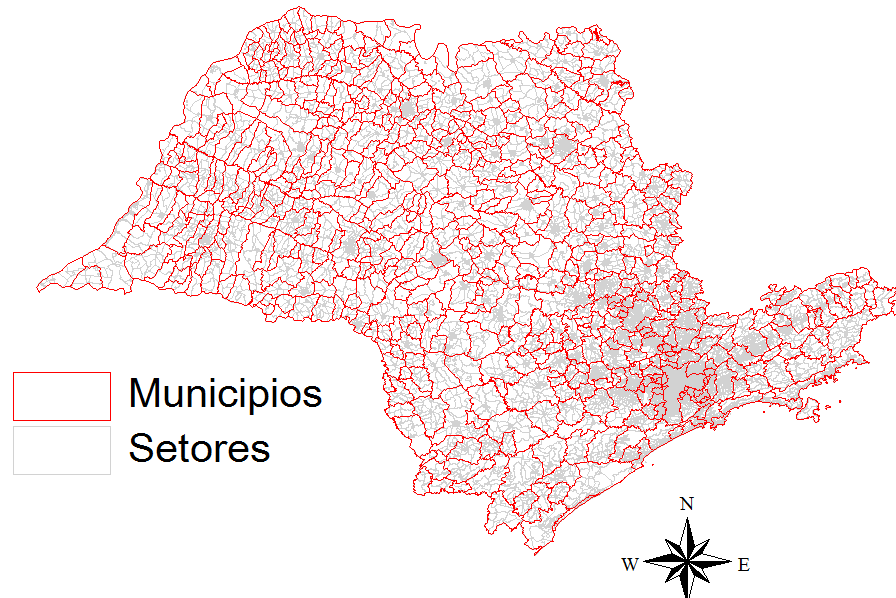 Mapa digital e dados agregados por setores disponíveis para download