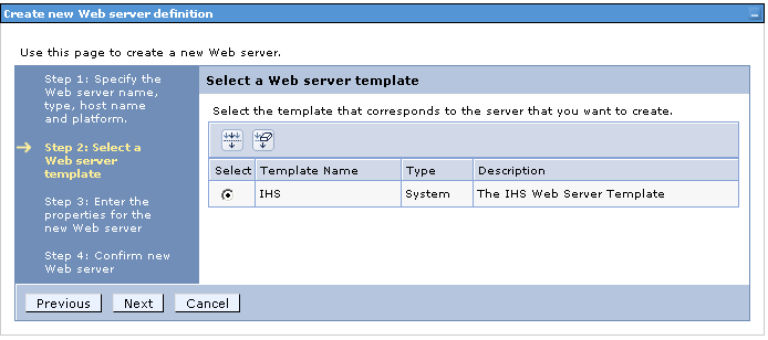 Step 2: No passo 2 já virá selecionado o Template IHS.