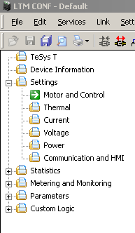 Tesys T Principais Parâmetros Motor Settings Selecione as opções