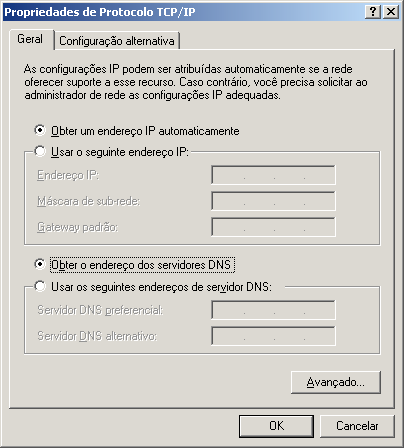 5. Marque as opções Obter um endereço IP automaticamente e Obter o endereço dos servidores DNS; 6. Clique em OK nas telas para fechar e salvar as configurações; 7. Desligue o roteador e o computador.