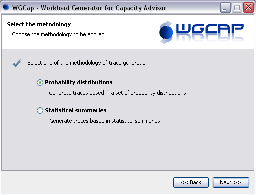5.4 WGCAP - WORKLOAD GENERATOR FOR CAPACITY ADVISOR 88 Figura 5.11: Screenshot do WGCap - Seleção das métricas. Figura 5.12: Screenshot do WGCap - Seleção da metodologia de geração de carga.