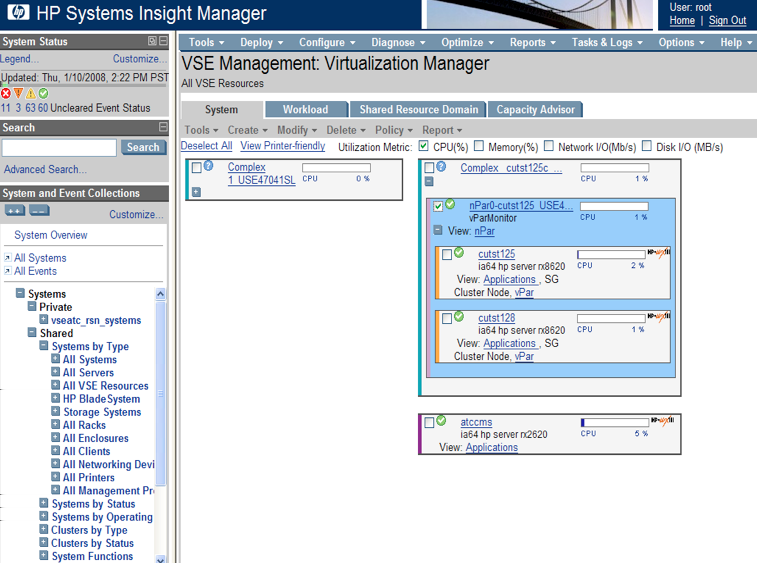 3.1 HP VSE - VIRTUAL SERVER ENVIRONMENT 41 Figura 3.3: HP Virtualization Manager.