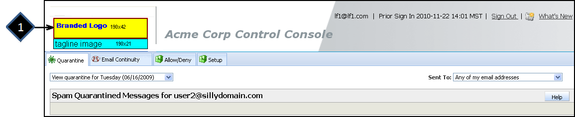 2 Configuração do cliente Alterando a interface do usuário para dar a ela a marca da sua empresa Você ainda pode especificar um slogan de parceria entre marcas para sua empresa.