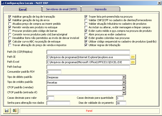 Resumo financeiro Permite visualizar em um clique a posição financeira completa da empresa. Informações como contas a receber, pagar, cheques, caixa, pedidos de compra, venda, serviços, etc.