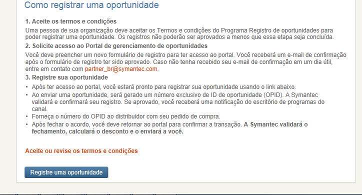 Passo 4 - E depois você deve clicar no campo Registre uma oportunidade.