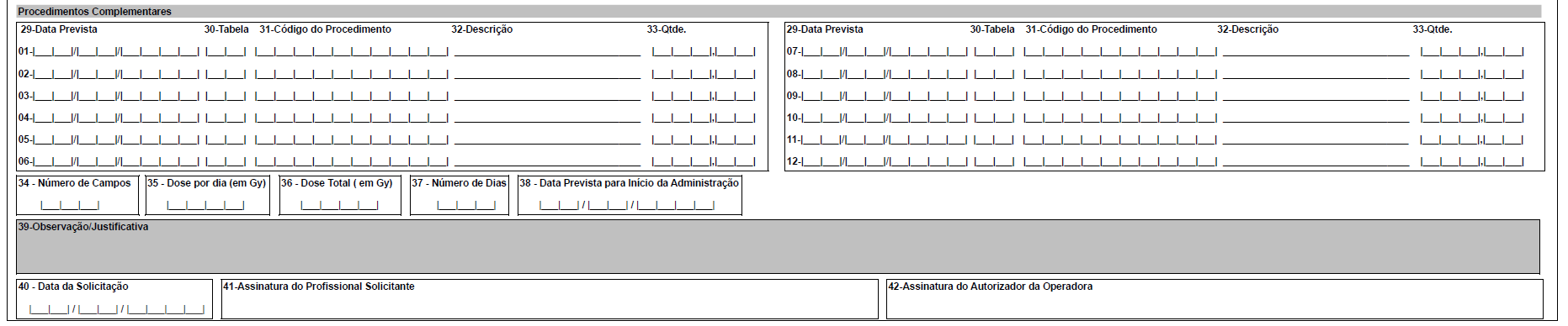 Anexo de Solicitações de Radioterapia