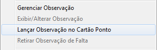 Observações no cartão ponto Observações no cartão ponto para o sistema JPonto5, são mensagens que são exibidas em um campo no cartão ponto, essas mensagens são apenas informativas, pois não alteram