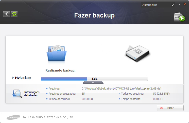 Capítulo 2 - Usando o Samsung Drive Manager