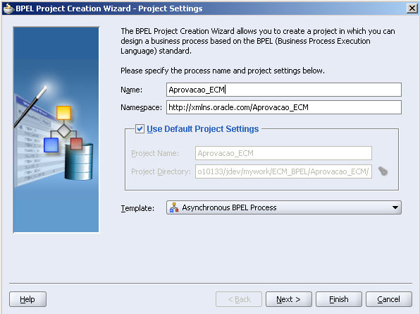Clique com o botão direito do mouse neste ícone e selecione New Project 05- Selecione BPEL Process