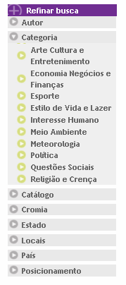 Refinamento da pesquisa Após realizada uma pesquisa, aparecerá na lateral direita da