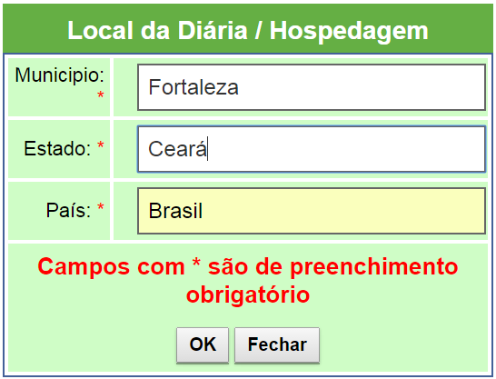 Em seguida é necessário preencher os demais campos: N de Diárias, Custo Unitário (o valor informado na imagem é meramente ilustrativo, o CNPQ