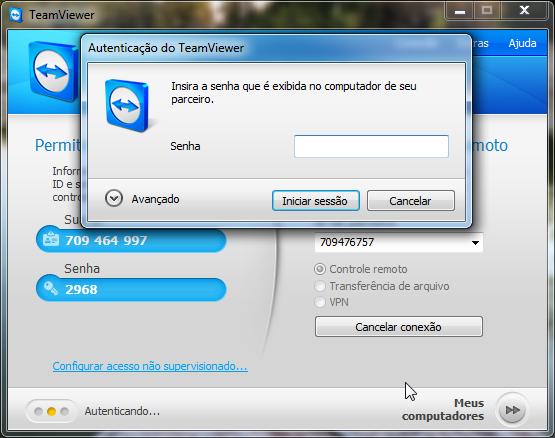 7 Tutorial de TeamViewer 6 Passo 3 - Agora vai pedir-nos a senha, é simplesmente inserir a senha do outro computador e clicar em Iniciar sessão.