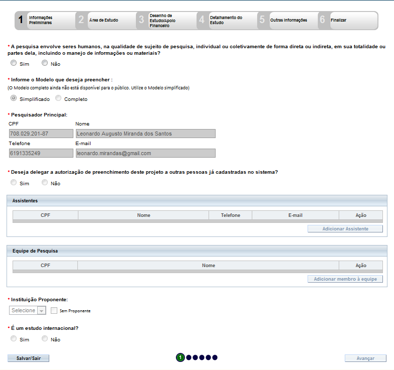 7 10 00 8 - O primeiro passo é o preenchimento das "Informações Preliminares".