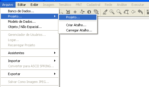 CRIAR PROJETO O projeto é criado para delimitar a área de estudo. É como desenhar um retângulo numa folha de caderno que delimita a área de interesse.