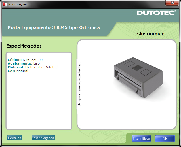 Informações Mostra os dados técnicos do objeto selecionado. Após selecionar o objeto surgirá um quadro onde deverá ser selecionado o produto a ser detalhado.