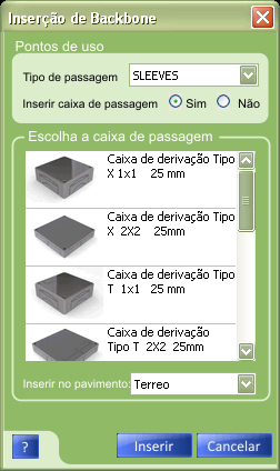 Inserir Racks e Quadros Este comando permite a criação e inserção de racks e quadros para elétrica e telefonia no projeto.