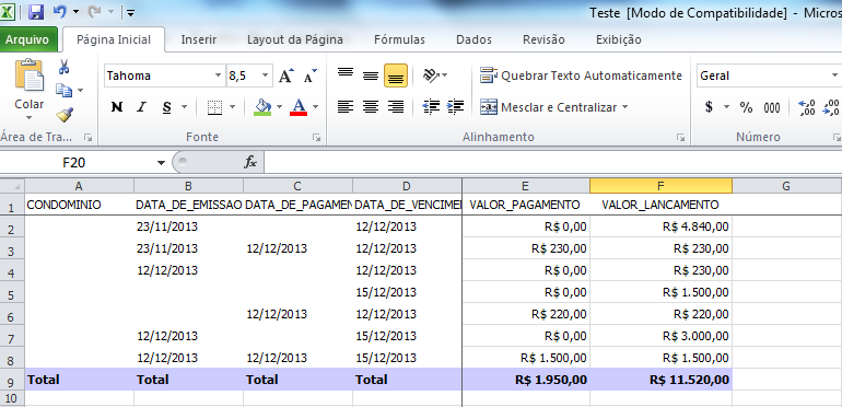 Fig. 6 Forma de Coluna Novidades da Versão 32.73/2.4.86 6.