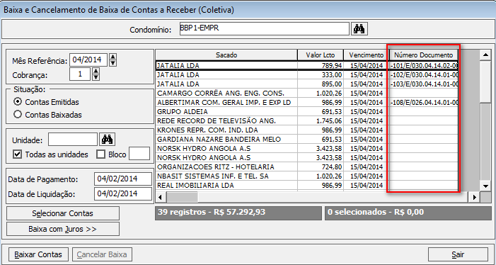 5. Caso o número do documento não seja encontrado, sistema exibe mensagem informativa. 6.