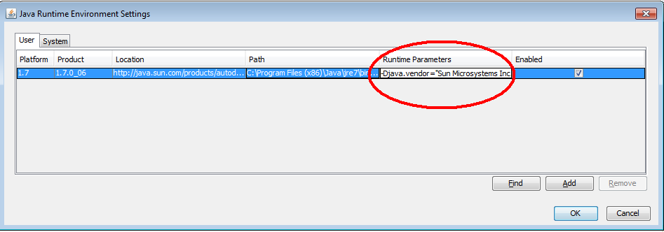 No Java Control Panel selecione o botão View Fig. 9 Propriedades do Java control Panel Na linha do Java 7 e no campo Runtime Parameters, efectuar duplo click e colocar o seguinte valor : -Djava.