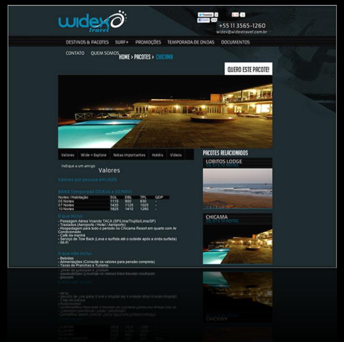 Widex Travel Website de Agência de Viagens que oferece opções diferenciadas para várias partes do mundo, com valor