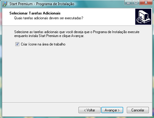 Caso queira criar um ícone na Área de Trabalho ou no Quick Launch, marque a opção na tela abaixo: O