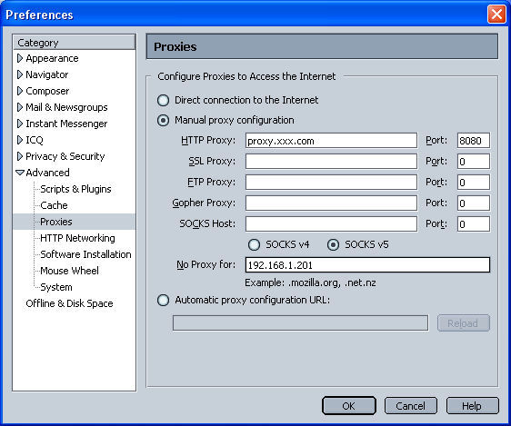 Ajuste do browser Web Netscape Navigator v.7.1 Ajuste do JavaScript Seleccione Preference no menu Edit do browser Web e, em seguida, seleccione o item Advanced/Scripts & Plugins na coluna Category.