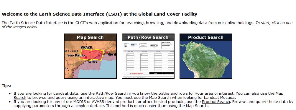 catálogo Global Land Cover Facility GLCF