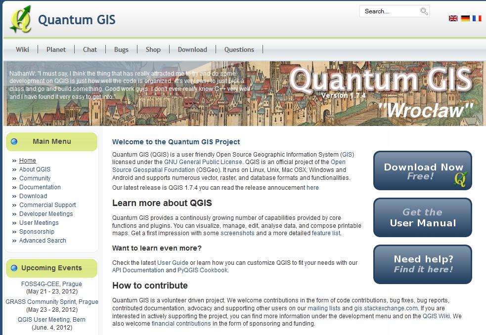 Processamento de Imagens O software Quantum GIS pode ser adquirido por meio de uma