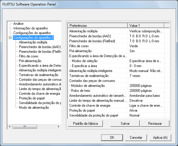 Capítulo 9 do aparelho 2 1 Abra o Software Operation Panel. Consulte a seção "9.1 Iniciando o Software Operation Panel" (página 154). 2 Pelo menu esquerdo, selecione [ do aparelho 2].