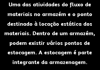 As decisões operacionais de armazenagem (acondicionamento de estoques) contemplam decisões