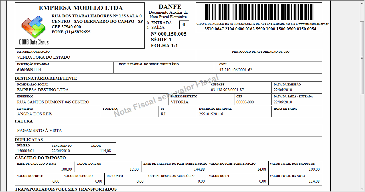 imprimir o Danfe da Nota Fiscal Eletrônica