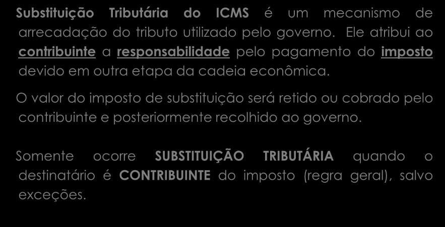 Substituição Tributária do ICMS é um mecanismo de arrecadação do tributo utilizado pelo governo.
