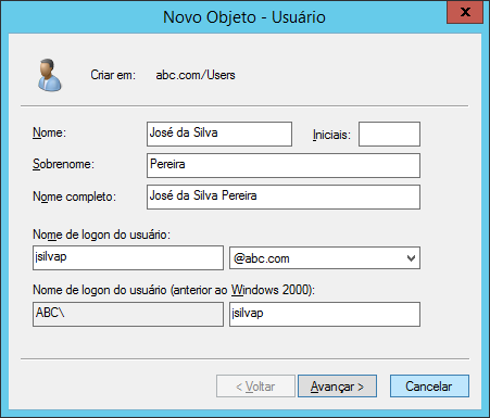 Figura 9.3 - A opção Users. 8. Para o nosso exemplo clique com o botão direito do mouse em Users e, no menu de opções que é exibido, clique em Novo -> Usuário.