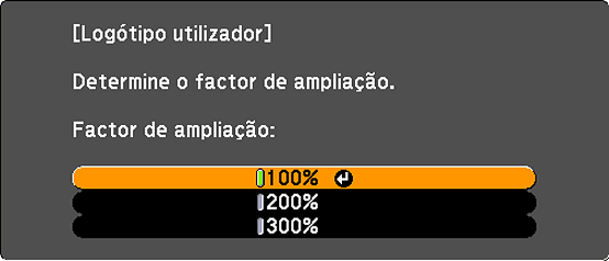 7. Selecione uma porcentagem de zoom e pressione Enter. Você verá uma confirmação perguntando se deseja salvar a imagem como logo do usuário. 8. Selecione Sim e pressione Enter.