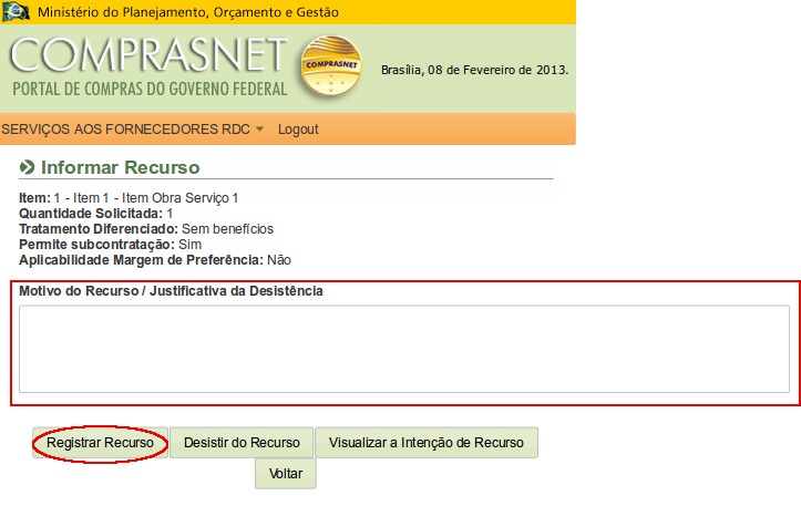 Figura 51 O sistema exibirá a mensagem Será enviado e-mail para cada fornecedor que apresentou proposta para o