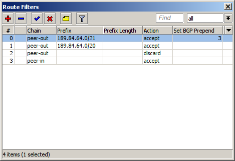 Você pode mudar a ordem dos filtros arrastando pelo winbox ou pela CLI: /routing filter print move destination=posicao