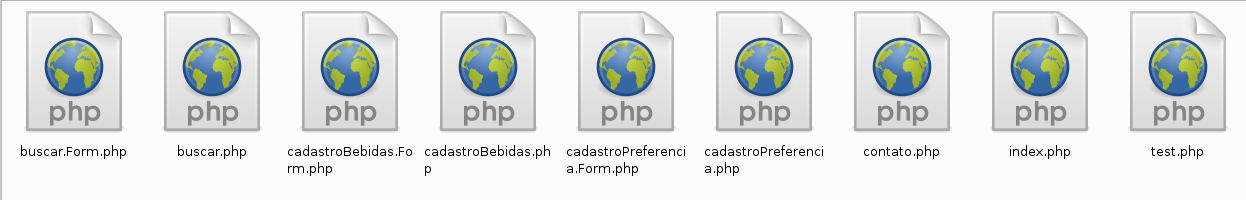 Pasta application Index.php: Página principal, contém o menu e recebe o resultado de qualquer página que seja chamada. *.Form.