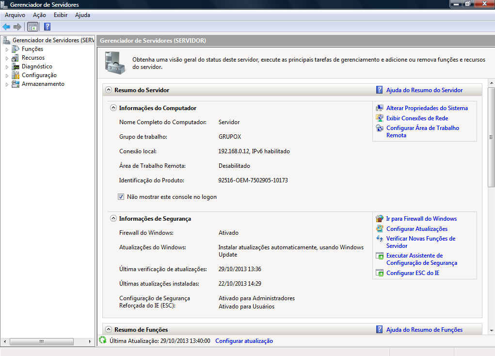 No Windows Server 2008 a versão do Gerenciador de Servidores foi expandida fornecendo um ambiente integrado para o desenvolvimento e execução de aplicações customizadas de negócio baseado em servidor.