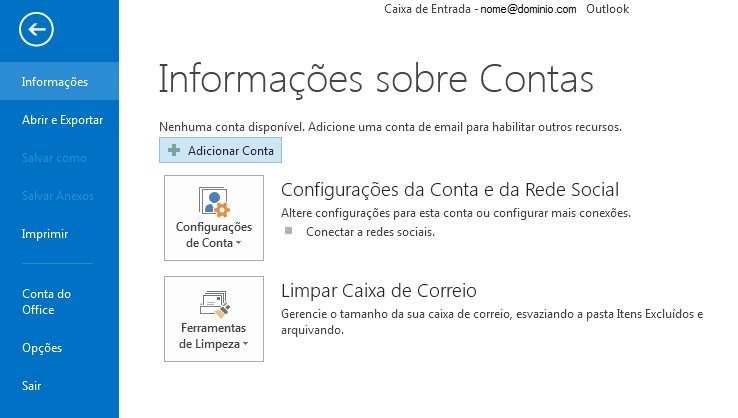 Como Configurar uma conta de e-mail no Microsoft Outlook 2013.