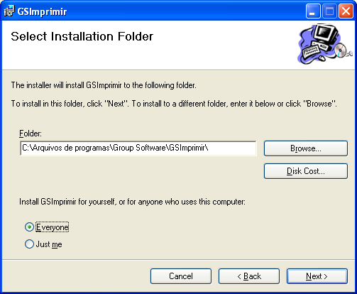 4.1.4. Instalação GSImprimir 1. No menu inicial do CD de instalação, clique na opção explorar CD. Localize o arquivo Setupgsimprimir.msi e execute-o. Clique em next para iniciar a instalação. 2.