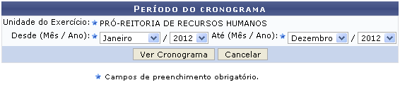 13 1.6 Cronograma de Férias Esta funcionalidade permite que seja realizada a emissão do cronograma de férias dos servidores em formato de relatório.