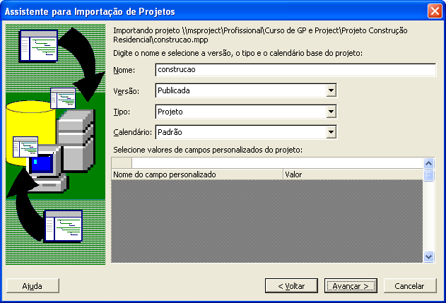 110 3 Na janela Importar Projeto, escolha qual o projeto local (.