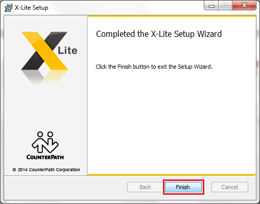Por fim, clique no botão Finish para terminar de instalar o X-Lite.