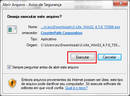 Assim que terminar o download execute o arquivo semelhante ao indicado na figura anterior.