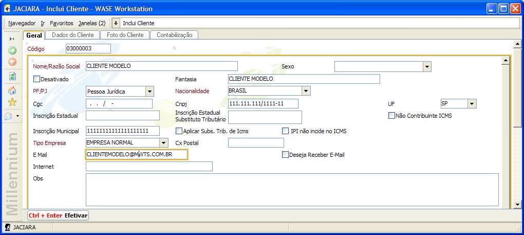 8.4.6 Envio do arquivo XML para o cliente Para que o Millennium Business envie automaticamente para o