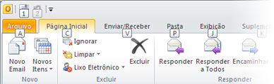 Introdução às dicas de tecla O Outlook 2010 fornece atalhos para a faixa de opções, chamados Dicas de Tecla, para que você possa executar rapidamente as tarefas sem usar o mouse.